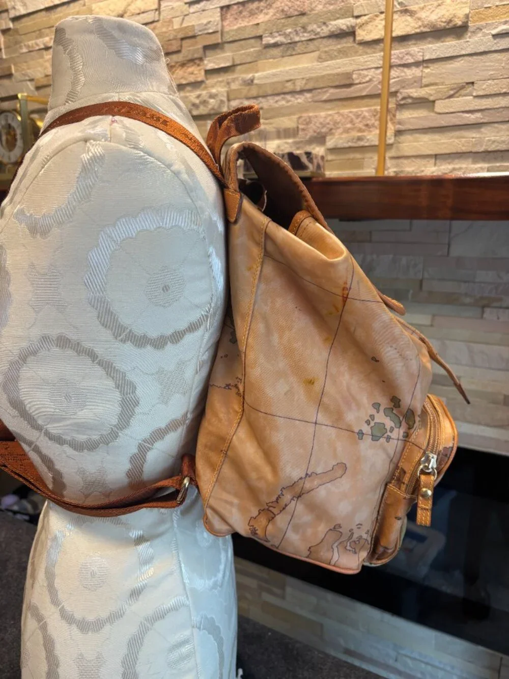 Alviero Martini 1a Classe Geo Soft Map Backpack Double Pocket - Good Condition